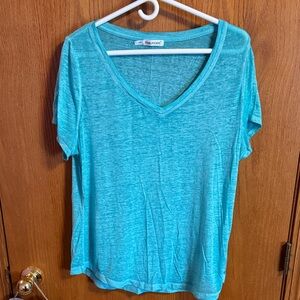 Mauve Turquoise Short Sleeve V-Neck Tee